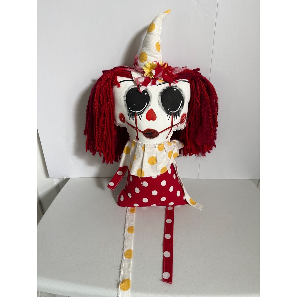 OOAK Handmade The Paper Daisy Carn-Evil Horror Clown Folk Art Doll Halloween